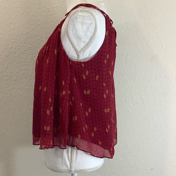 Roxy layered chiffon halter crop top blouse Sz M - Picture 2 of 12